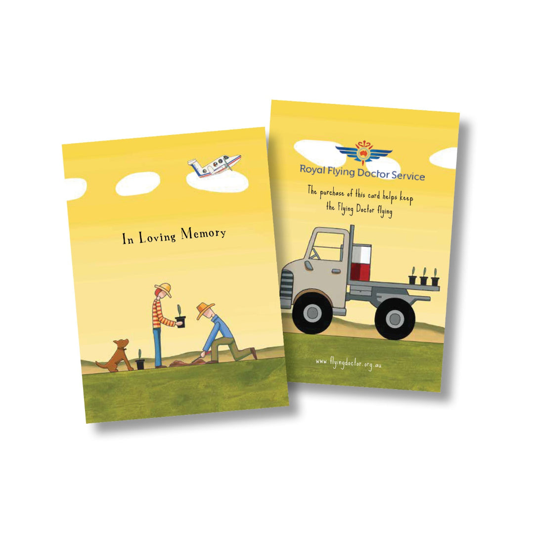 Front and back image of the In Loving Memory illustrated sympathy card.