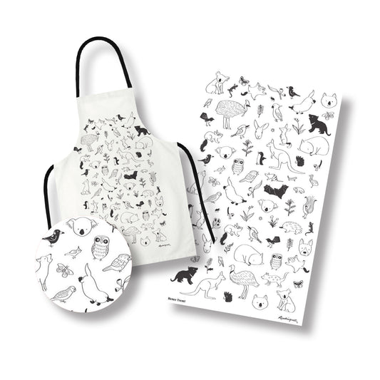 Australian Animals Apron and Tea Towel drawn by Australian Illustrator Renee Treml